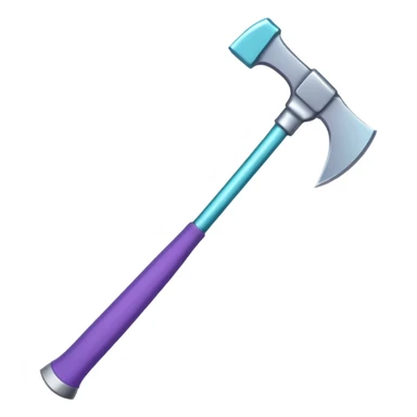 Axe with purple handle with silver blade with cyan edge sticker