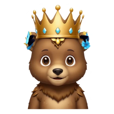 Bear Prince – brown bear cub with a shiny bronze crown, gentle smile. sticker