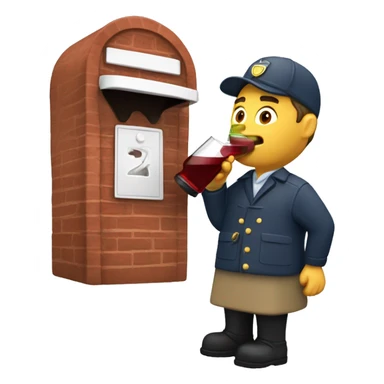 Postman drinking from wine decanter by mailbox  sticker
