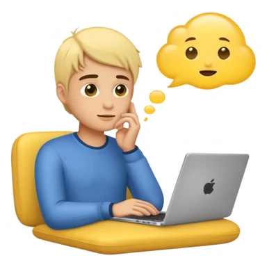 programmer emoji with laptop, daydreaming, no thought bubble sticker