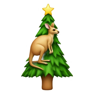 A kangaroo shaped like a Christmas tree, with a star on its head sticker