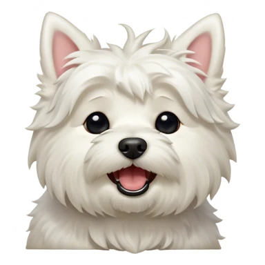 Cinematic Cute Yawning West Highland White Terrier Portrait Emoji, Head tilted slightly with a dramatic, wide-open yawn, showcasing a soft, fluffy white coat with floppy ears slightly drooping and round dark eyes barely open in drowsy contentment, Simplified yet irresistibly adorable features, highly detailed, glowing with a soft, cozy glow, high shine, relaxed yet expressive, stylized with a touch of whimsy, bright and endearing, soft glowing outline, capturing the essence of a sleepy yet affectionate companion, so drowsy it feels like it could stretch out of the screen and curl up for a nap! sticker