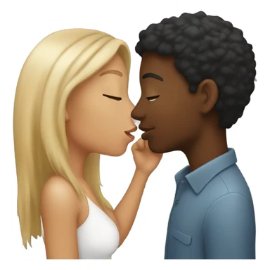 Black girl kissing white guy sticker