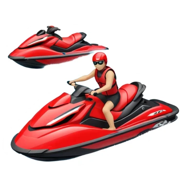 jet ski (red black and white all in the same amount. maybe a red a bit more dominant) on the sea. show the sea under the jet ski - blue with turquoise. no sky - white background instead. DO NOT REMOVE THE SEA AND THE WHITE WHEN FINALIZING!  NO ONE ON THE JET SKI  sticker