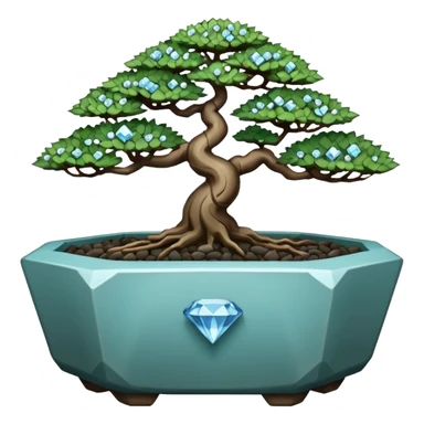 diamond bonsai pot gemstone black outline no colou sticker