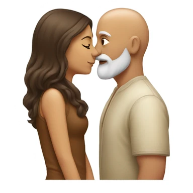 Bald bearded Indian man kissing brown haired white woman sticker