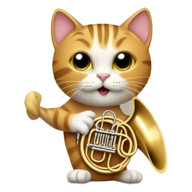 cat playing french horn  sticker