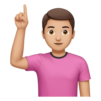 Draw a picture of a person pointing to themselves with their other hand raised if pink tshirt sticker