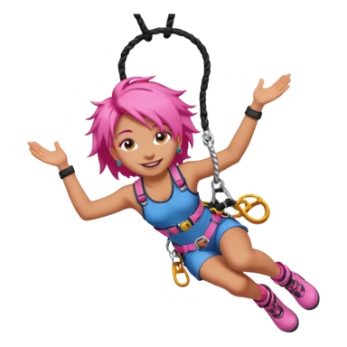 bungee jumping face with earrings and pink hair flying away earrings flying away sticker