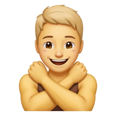 arms crossed holding neck laughing emoji but also kinda grossed out sticker