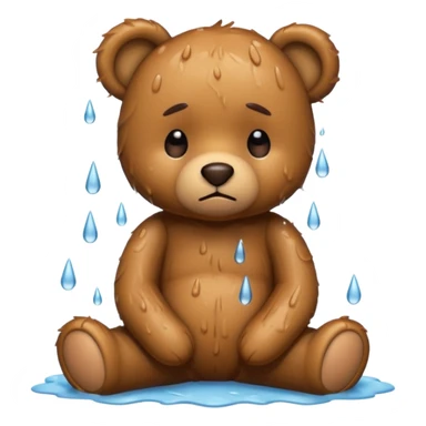 Sad teddy bear in the rain sticker