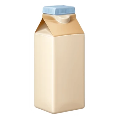 almond milk carton or bottle, beige or off-white, minimalist, neutral cap or spout, simple almond illustration, no text or branding, smooth light creamy milk, no glass or extra elements, no faces, clean 3D, soft shadows, transparent background, emoji scale sticker