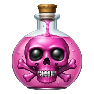 glitter toxic pink potion with dead symbol
 sticker