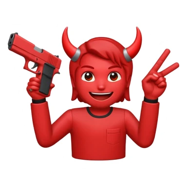 Emoji de cara de demonio con una glock 18 en la mano sticker