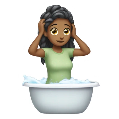 girl washing her hair  sticker