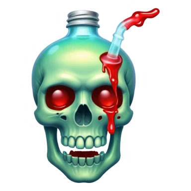 A creepy energy serum in the style of your bleeding skull art. sticker