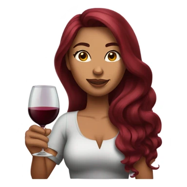 Tanned woman with long burgundy hair drinking wine and big eyelashes sticker