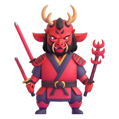 Devil samurai warrior with horns sticker