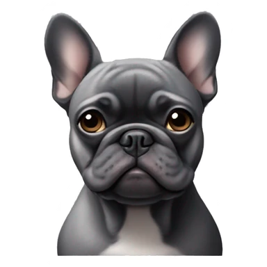 Black French bulldog X pug frowning face grey chin  sticker
