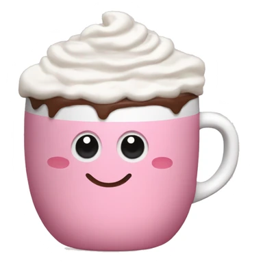 Hot chocolate with whipped cream in a pink mug sticker