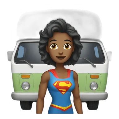 Superwoman with a camper van sticker