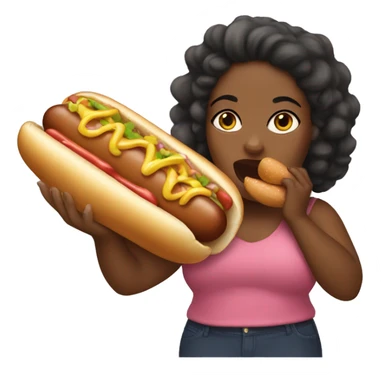 Fat Black girl eating  a hot dog  sticker
