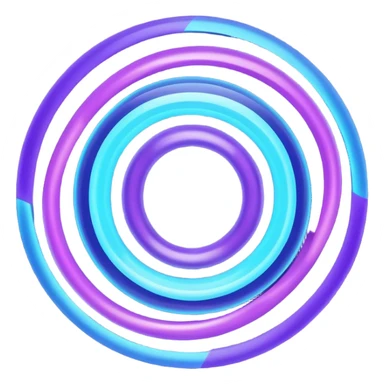 Futuristic retry symbol for a game: glowing circular energy ring with a rotating neon core, vibrant blue and violet Virtuosa colors, smooth soft shapes like a friendly floating orb, dynamic swirl effect suggesting a restart. Playful, modern, high-tech. No text. Full background. sticker