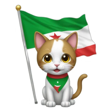 Cat holding algerian flag sticker