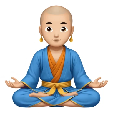 Tibetan monk floating in lotus pose in a blue kimono sticker