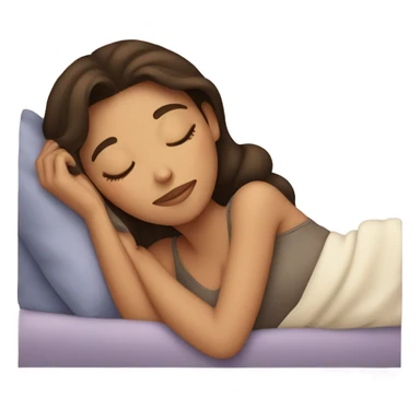 Brunette girl sleeping cozy in a bed sticker