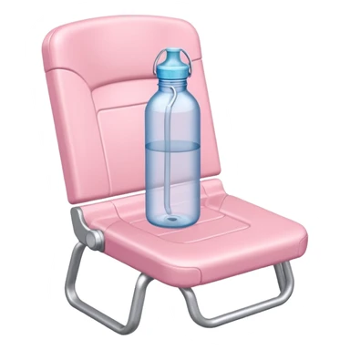 Pastel pink water bottle placed on an airport waiting chair, soft background sticker
