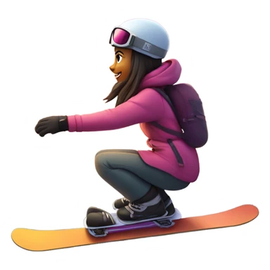 a girl snowboarding down a mountain with a sunset and skilift in the backround sticker