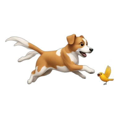 A dog chasing on a bird sticker