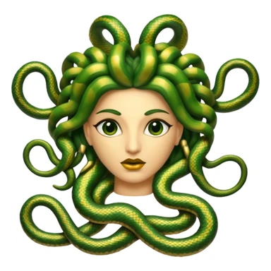 The Sicilian Medusa in gold and green and make the snake hair have snake faces  sticker