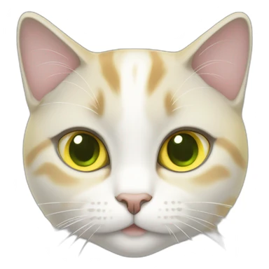 yellow, grey, and white fat female cat green eyes sticker