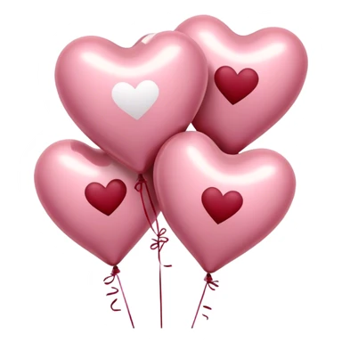 maroon love letter in pastel pink and dark red metallic heart-shaped balloons sticker