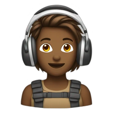 Personne cheveux brun couleur de pot blanche avec un casque audio sur la tête sticker