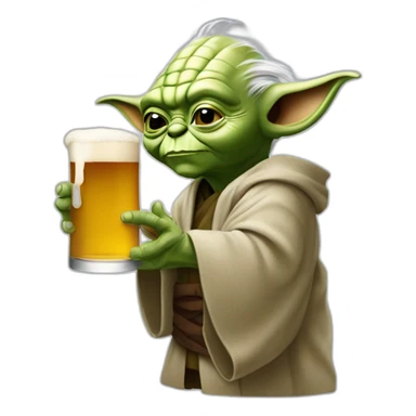 Yoda entrain de boire une bière sticker