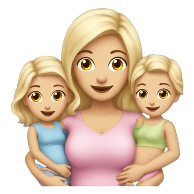 Blonde mother with 3 daughters 2 toddlers 1 newborn  sticker