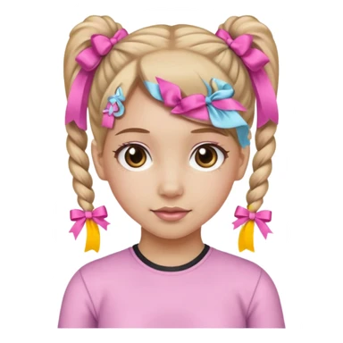 a bay girl with two ponytails and pink ribbons sticker