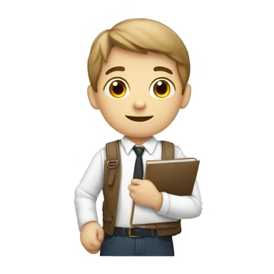 white schoolboy with palette, draws sticker