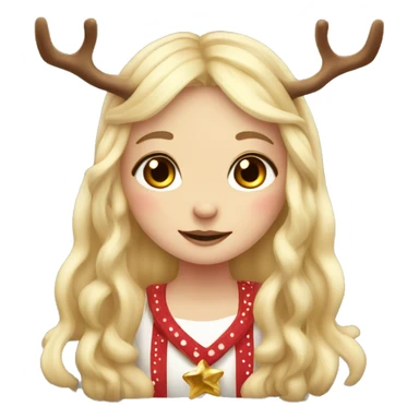 blonde reindeer girl long hair and antlers with cute dots  sticker