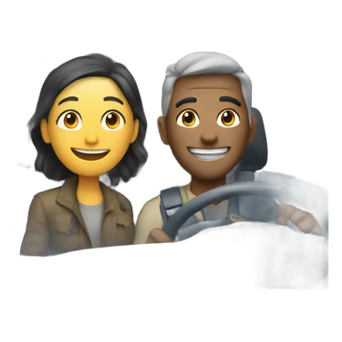 smiling duo in the vehicle sticker