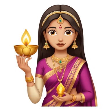 diwali woman with diwali sticker