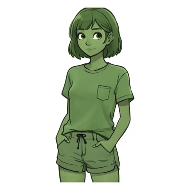 Girl wearing t shirt and shorts  sticker