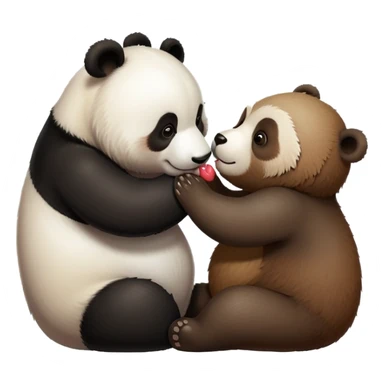 Panda giving kisses to a bear sticker