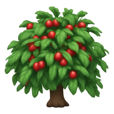A big leafy bush with scattered red pappers growing on it. sticker