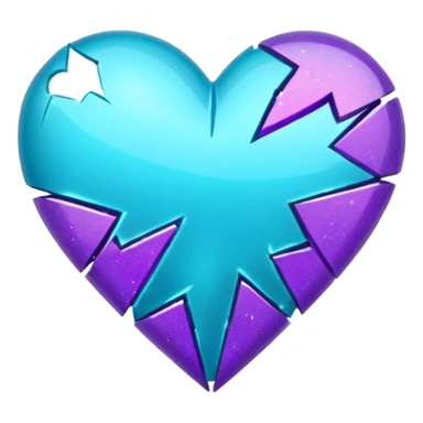 glitter cian and purple broken heart sticker