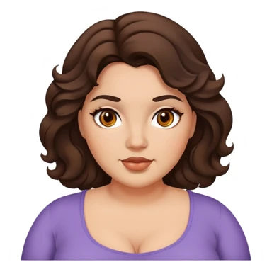Mulher gordinha com olhos castanhos médios e cabelos ondulados castanho escuro sticker