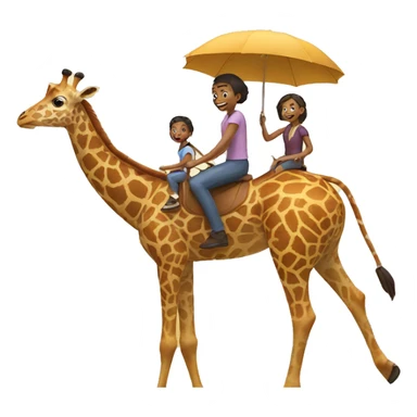 family riding giraffes sticker